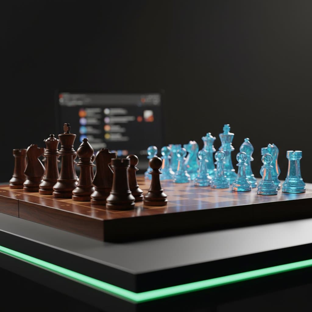 Dashboard showing AI agent autonomously executing SEO tasks alongside search result analysis