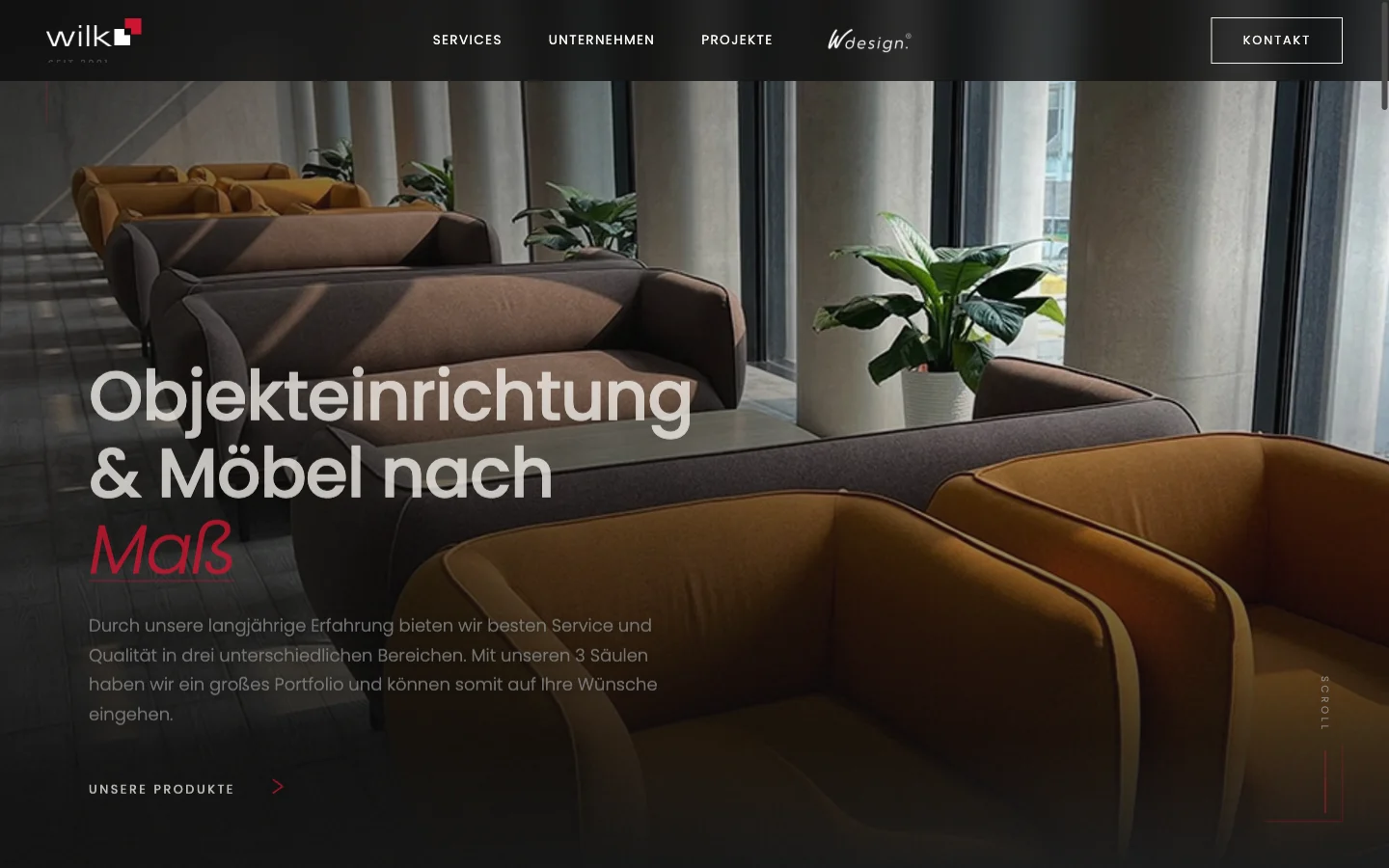 Wilk GmbH website with modern Next.js interface and automated ERP product synchronization